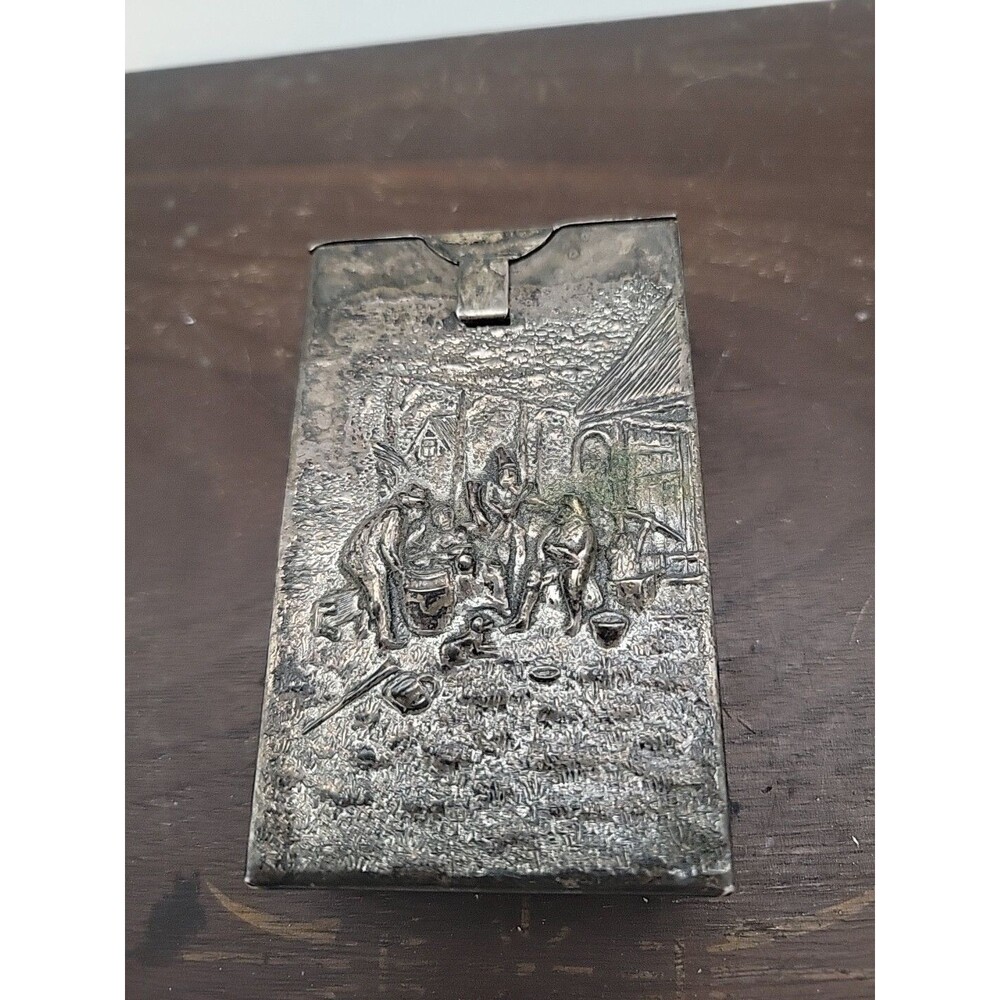 Antique WW1 Era Cigarette Case Military Unique Inscribed Collectible Denmark Vtg